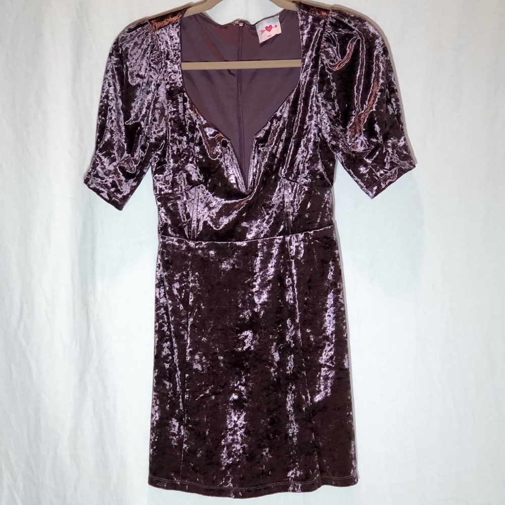 NWT Buddy Love Crushed Velvet Plum Dress